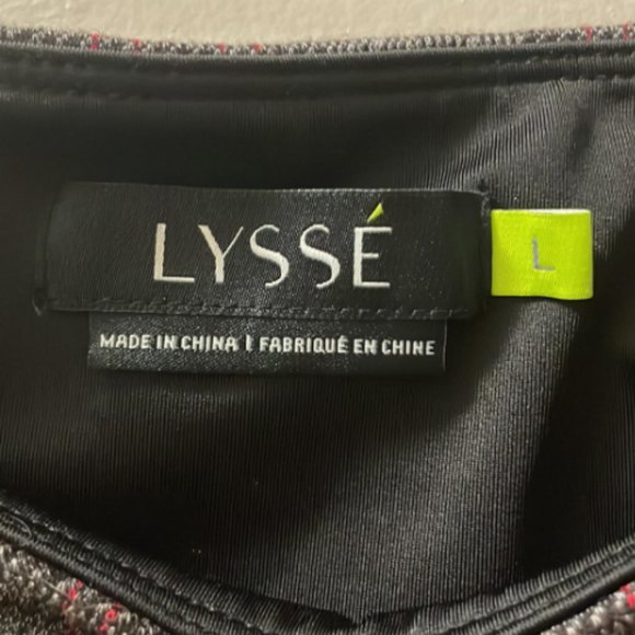 LYSSE Plaid Stretch Leggings, Size Large, Charcoal/Red - Picture 3 of 4